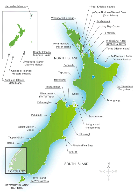 Goat Island New Zealand Map Marine Reserves In Nz